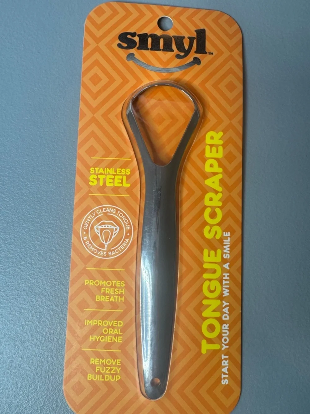 smyL Stainless Steel Tongue Scraper fresh breath oral hygiene removes fuzzy buil